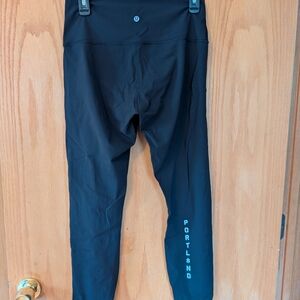 Black Athletic Leggings with Portland Print